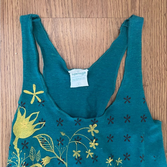 SuperMaggie Vintage Women’s Green Boho Floral Tank Top Oversized Size Small - Picture 3 of 11